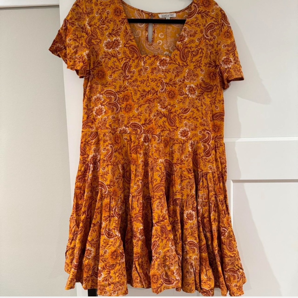 Floral Paisley Orange Dress‎
